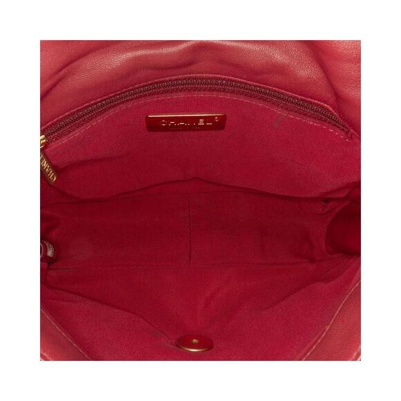Pre Loved Chanel Medium Lambskin 19 Flap Women Red Satchel - Picture 5 of 8